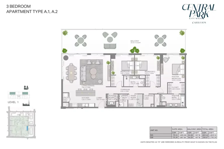 Castleton at Central Park floor plan 3 BR · 2795 sqft