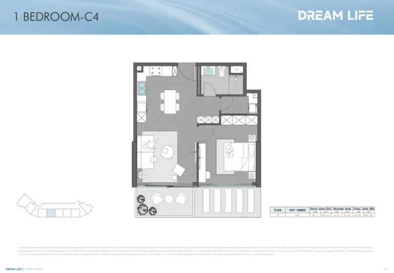 Dreamlife Residences floor plan 1 BR · 833 sqft