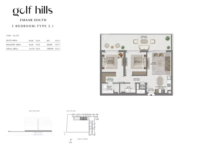 Golf Hills floor plan 2 BR · 1306 sqft