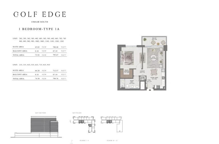 Golf Edge floor plan 1 BR · 795 sqft
