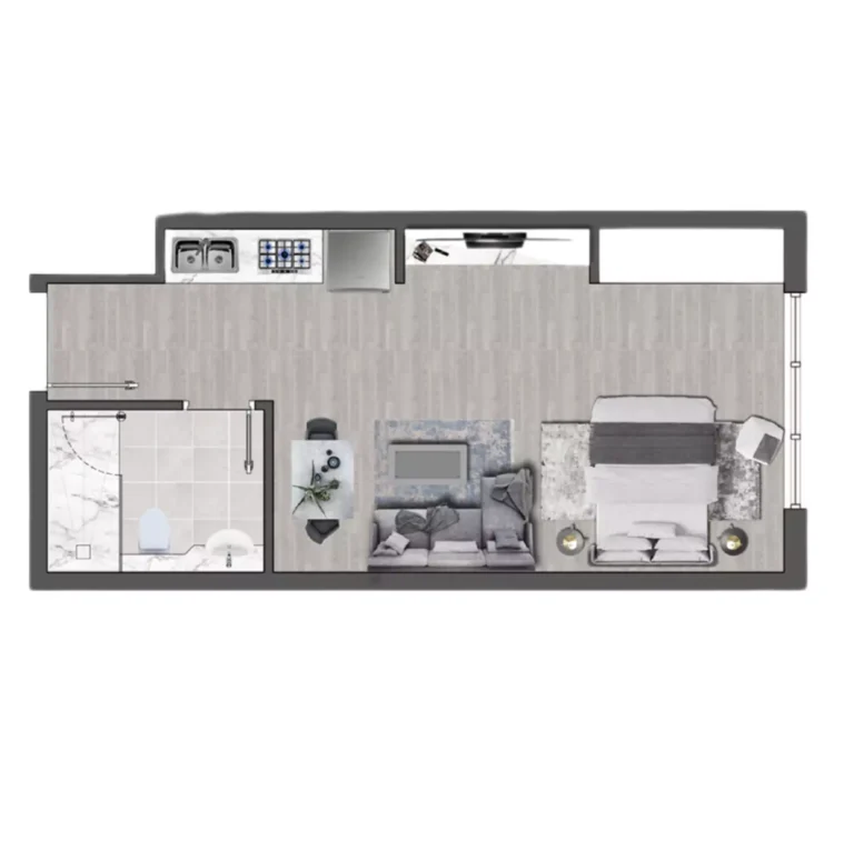 Brand Centro floor plan Студия · 380 sqft