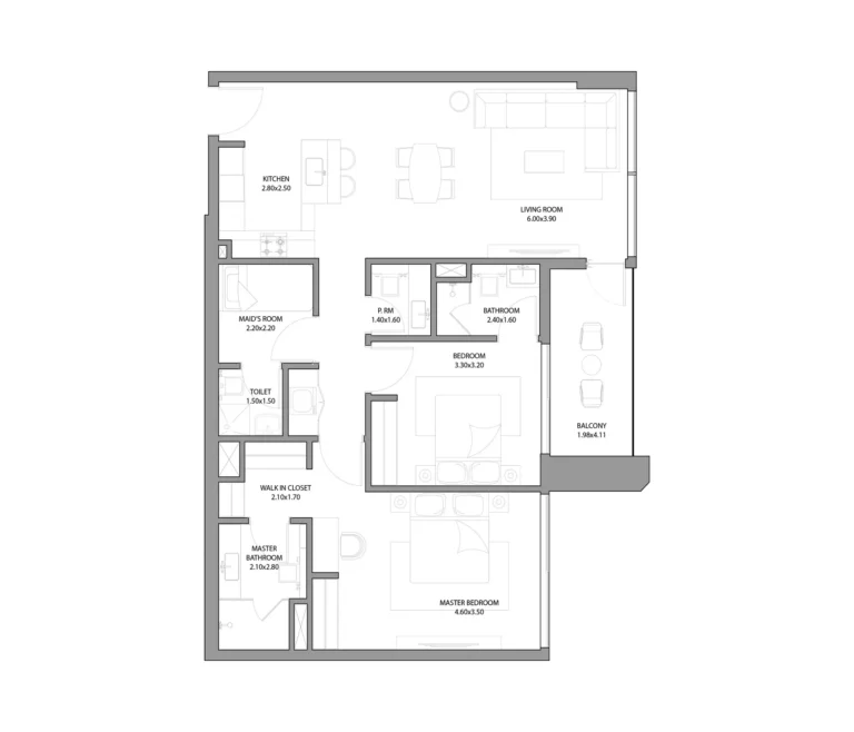 Haven Bay floor plan 2 BR · 1217 sqft