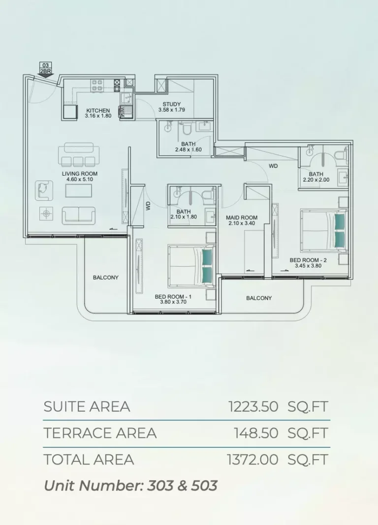 Floarea Breeze floor plan 2 BR · 1372 sqft