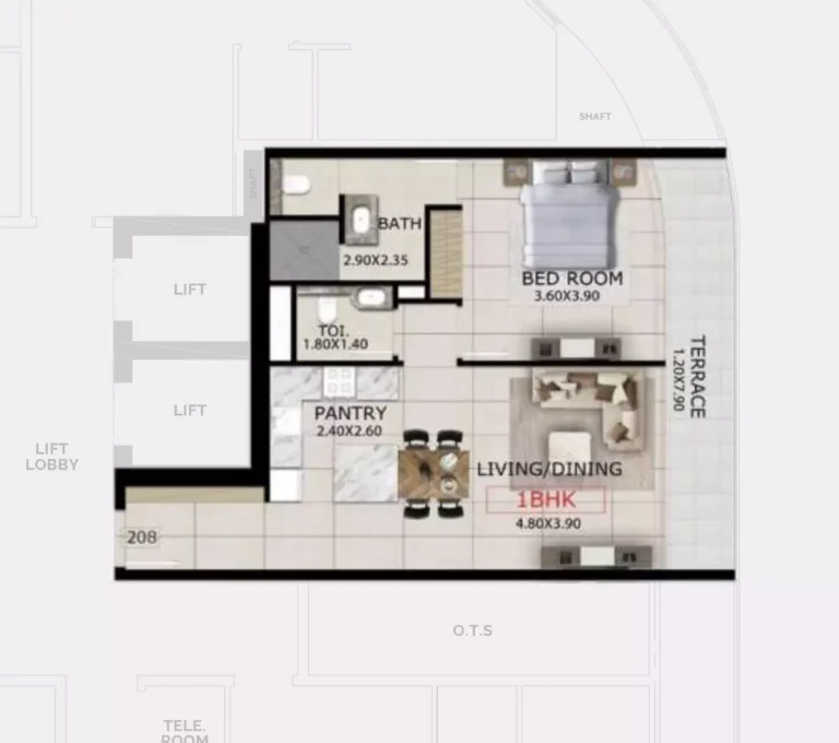 Mayfair Gardens floor plan 1-спальн. · 821 sqft