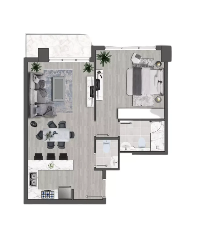 Brand Centro floor plan 1-спальн. · 689 sqft