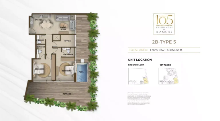 105 Residences by Kamdar floor plan 2-спальн. · 1852 sqft