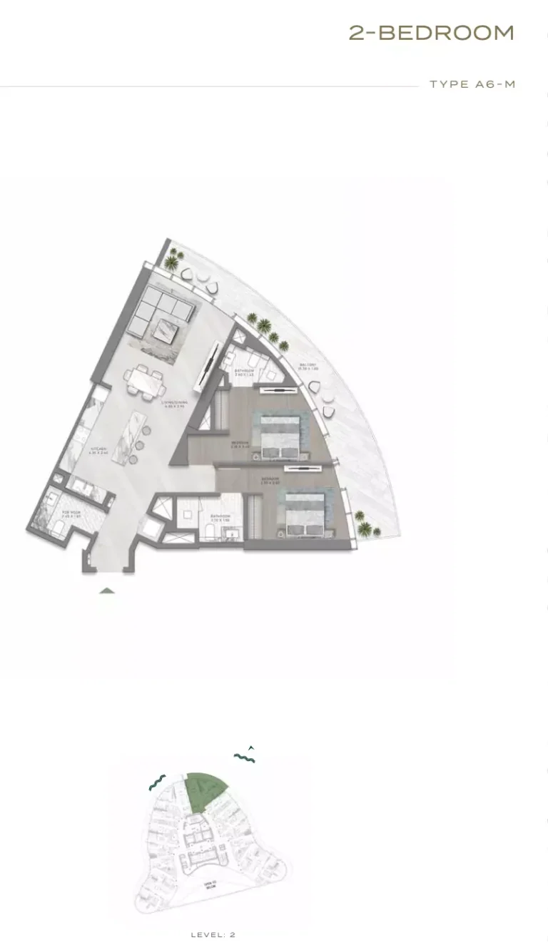 Canal Crown floor plan 2 BR