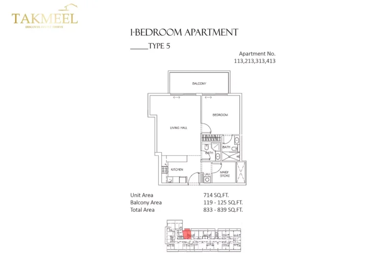 Divine Residencia floor plan 1 BR · 839 sqft