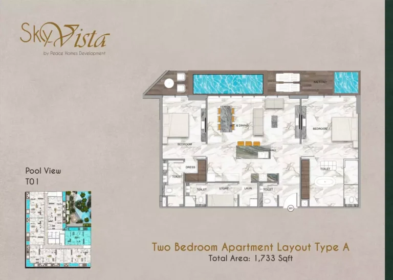 Sky Vista floor plan 2-спальн. · 1733 sqft