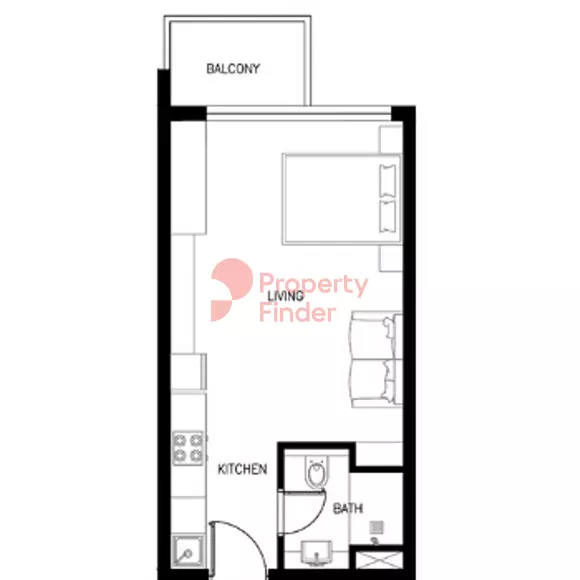 Kyoto By ORO24 floor plan Studio · 376 sqft