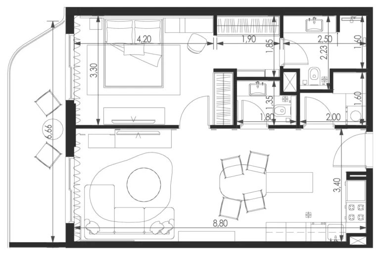Vitality Residence floor plan 1-спальн. · 803 sqft