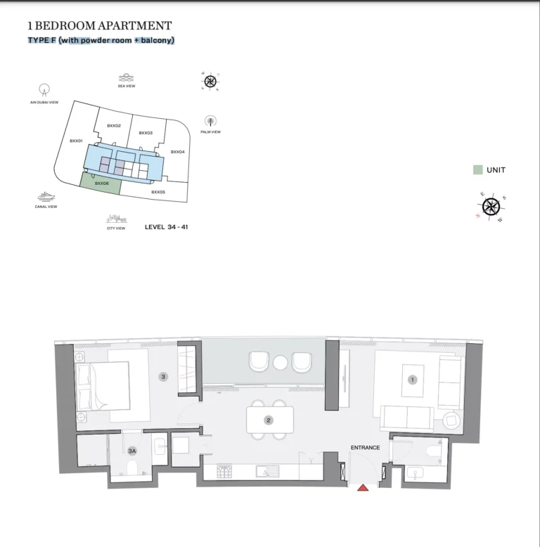 Sobha Seahaven floor plan 1 BR