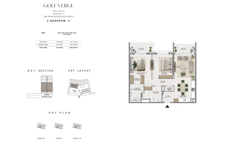Golf Verge floor plan 2-спальн. · 1308 sqft
