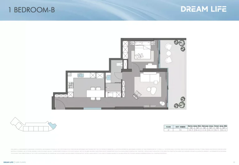 Dreamlife Residences floor plan 1 BR · 933 sqft