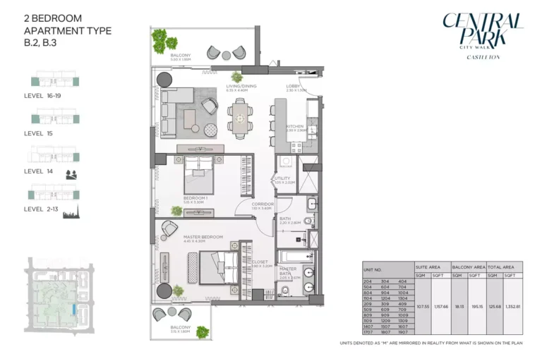 Castleton at Central Park floor plan 2 BR · 1352 sqft