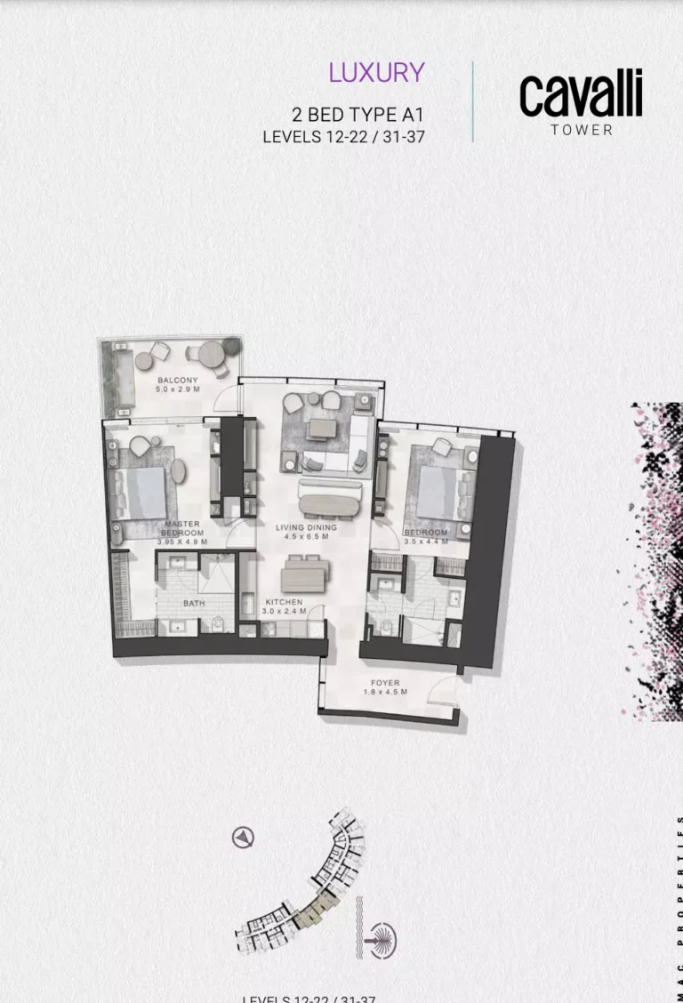 Cavalli Tower floor plan 2-спальн.