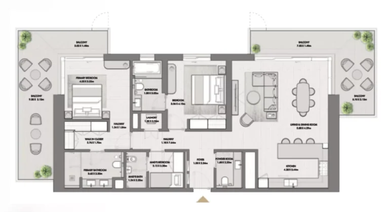 Riwa floor plan 2-спальн. · 1972 sqft