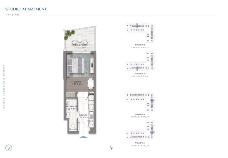 Valencia at Damac Lagoons floor plan Студия