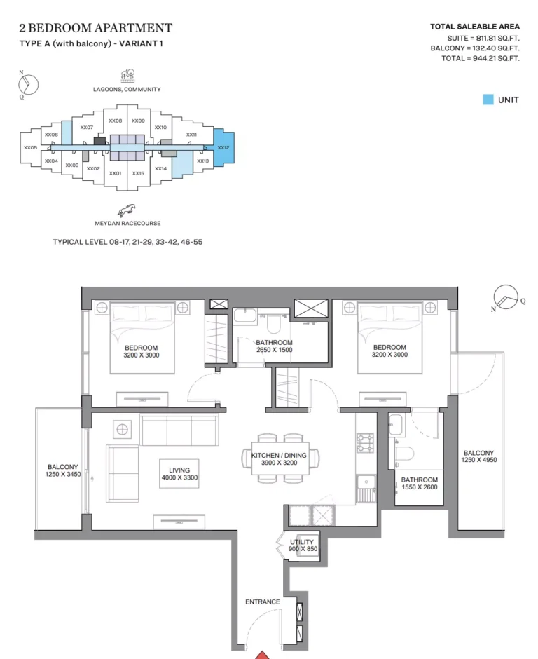 330 Riverside Crescent floor plan 2 BR · 944 sqft