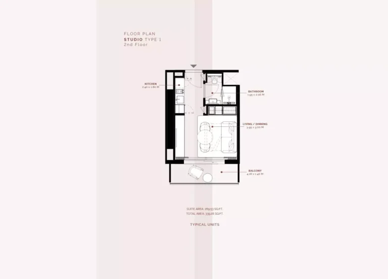 Azizi Milan Heights floor plan Studio · 339 sqft