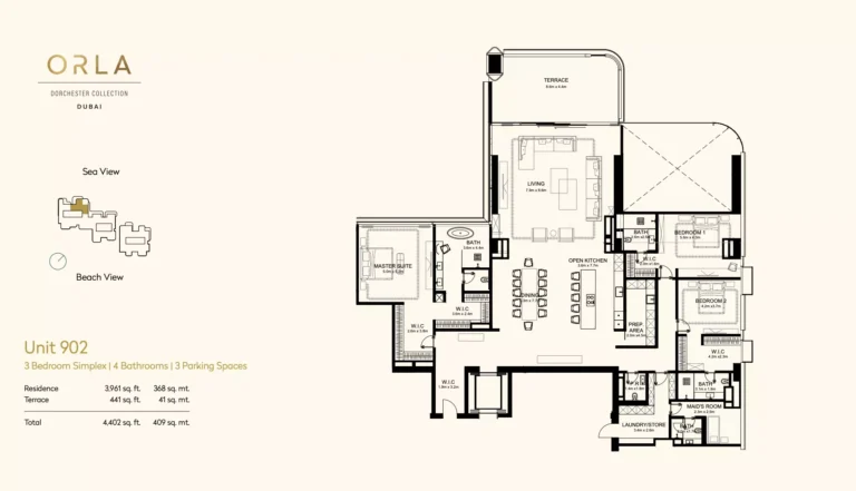 Orla by Omniyat Dorchester Collection floor plan 3 BR · 4402 sqft