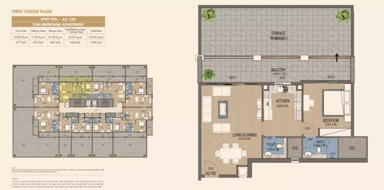 Purvanchal Triana Residences floor plan 1 BR · 1345 sqft