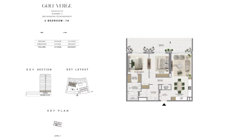 Golf Verge floor plan 2-спальн. · 1519 sqft