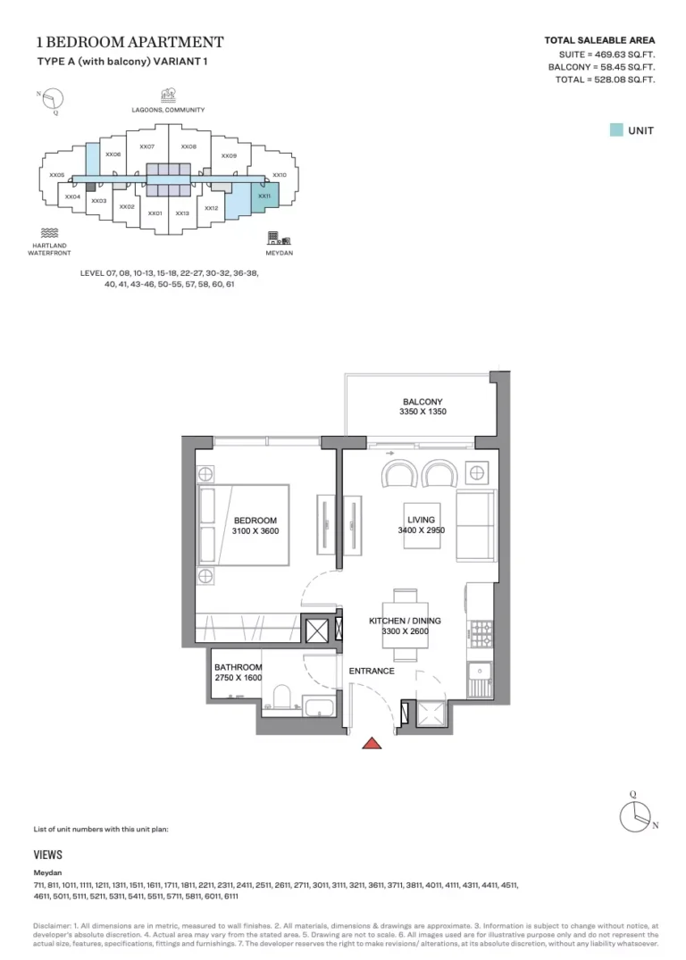 350 Riverside Crescent floor plan 1 BR · 528 sqft