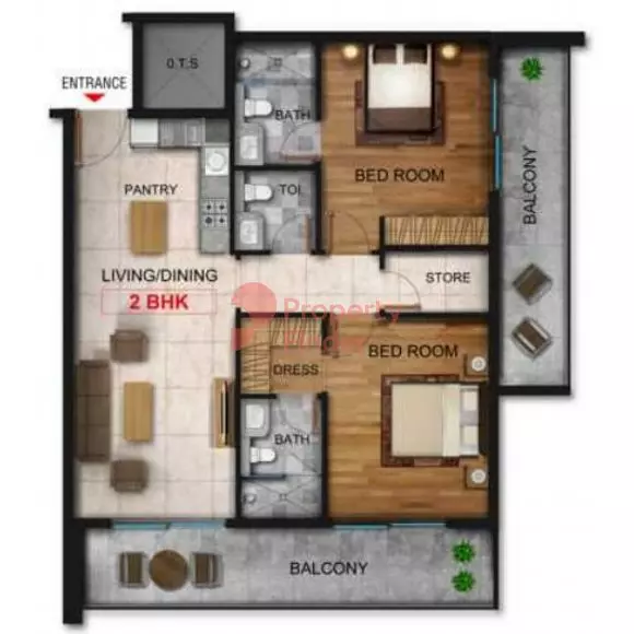 Marquis Galleria floor plan 2 BR · 1193 sqft