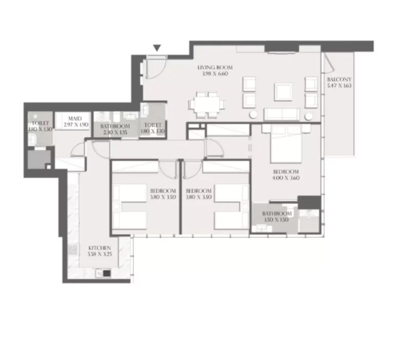 Sapphire 32 floor plan 3 BR · 1515 sqft
