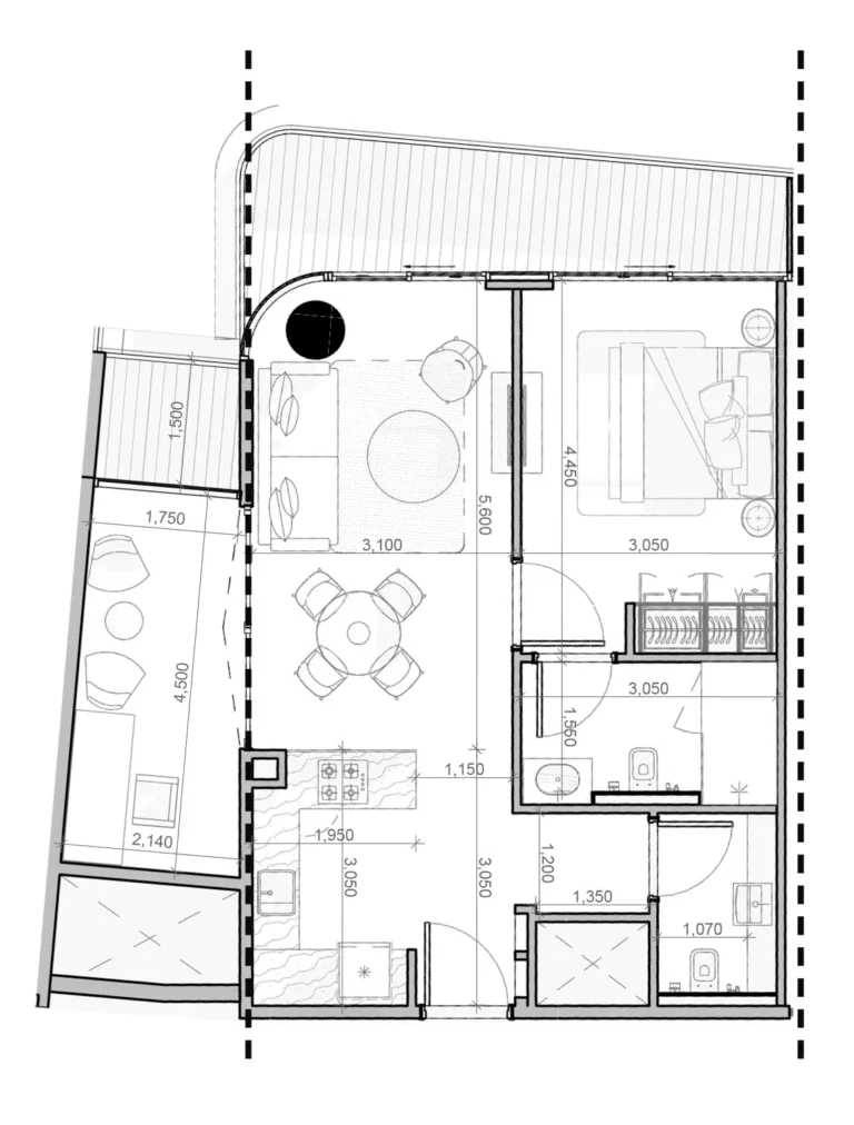 Azizi Ruby floor plan 1-спальн. · 856 sqft