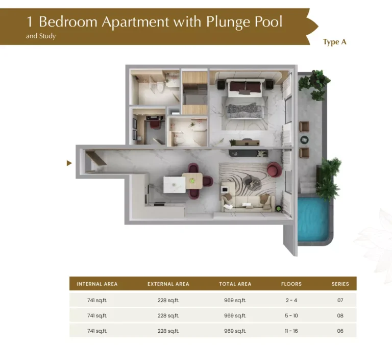 Blossom 76 by Tranquil floor plan 1 BR · 969 sqft