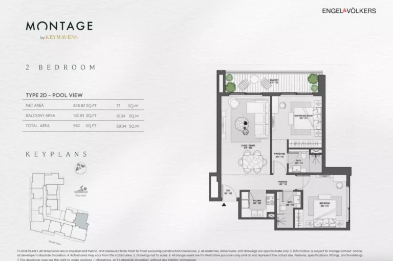 Montage floor plan 2 BR · 962 sqft