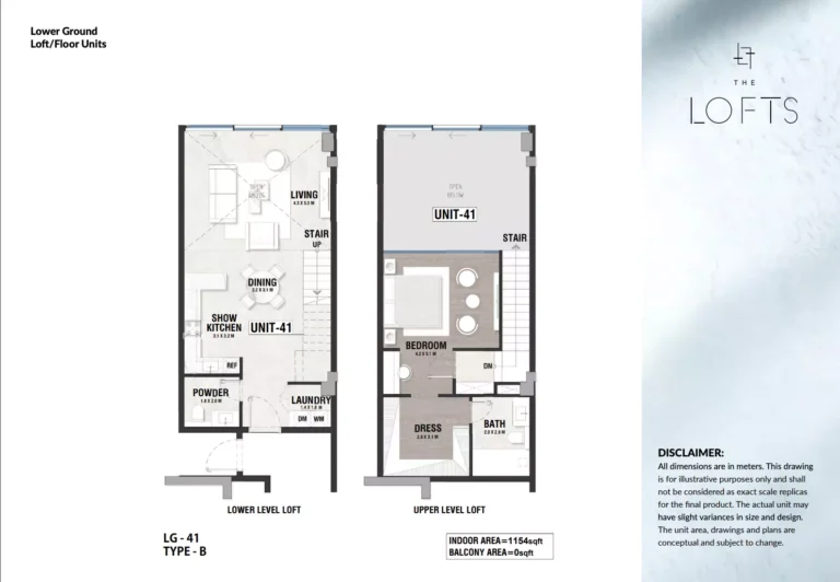 The Lofts floor plan 1-спальн. · 1154 sqft