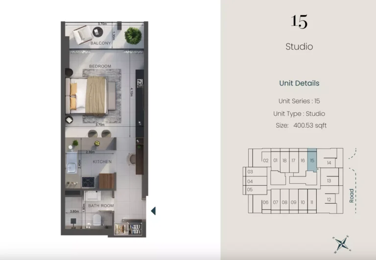 Oasis Lofts floor plan Студия · 400 sqft