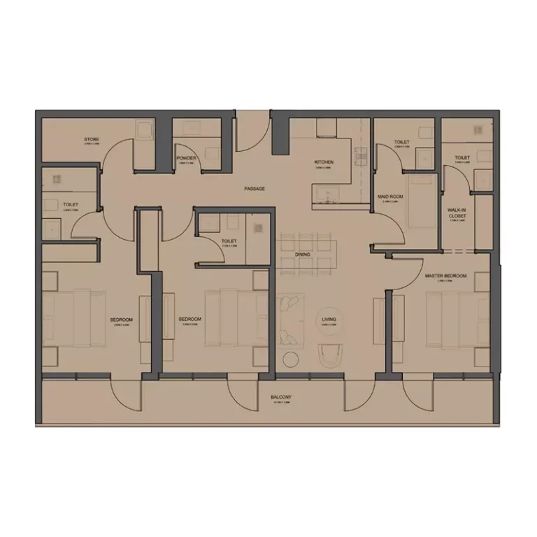 Rivo by Grovy floor plan 3 BR · 1613 sqft