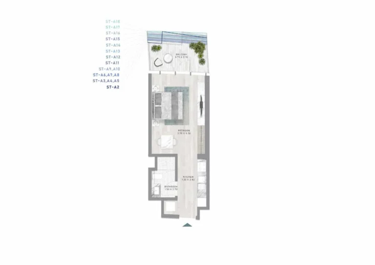Canal Heights floor plan Studio