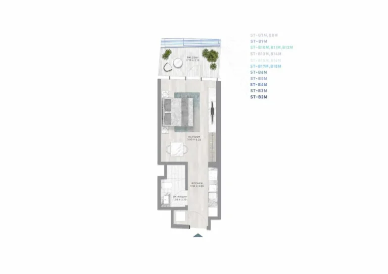 Canal Heights floor plan 1 BR