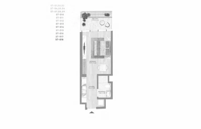 Canal Heights floor plan 1 BR