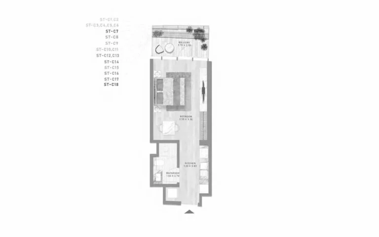Canal Heights floor plan Studio