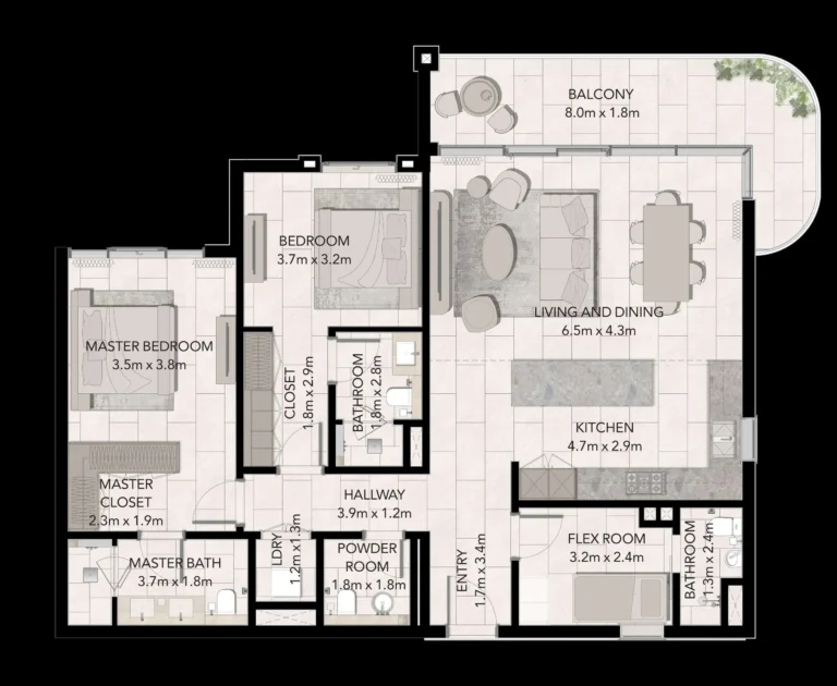 Capria West Building 1 floor plan 2 BR