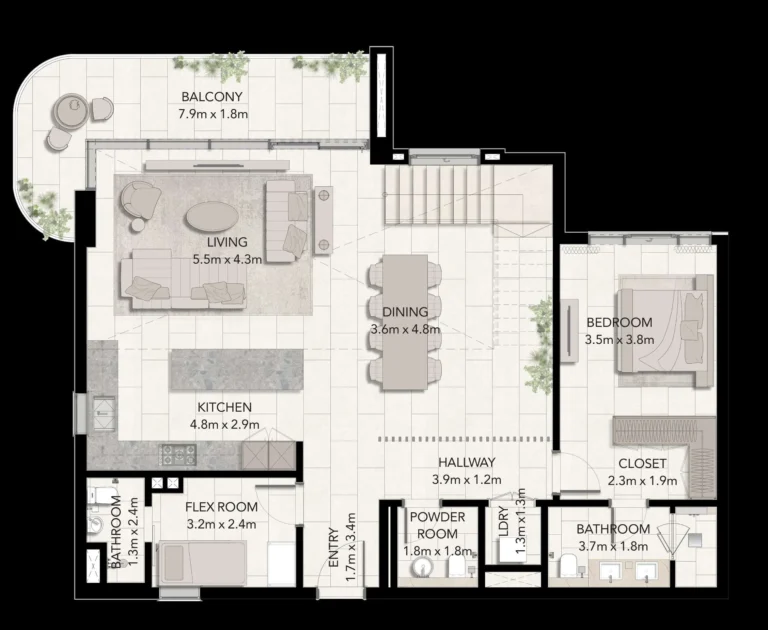 Capria West Building 1 floor plan 1 BR