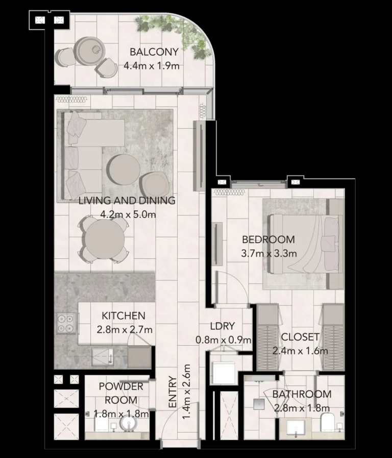 Capria West Building 1 floor plan 1 BR