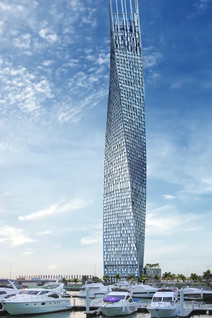 Cayan Tower above the marina, Cayan Tower, Dubai Marina, Dubai