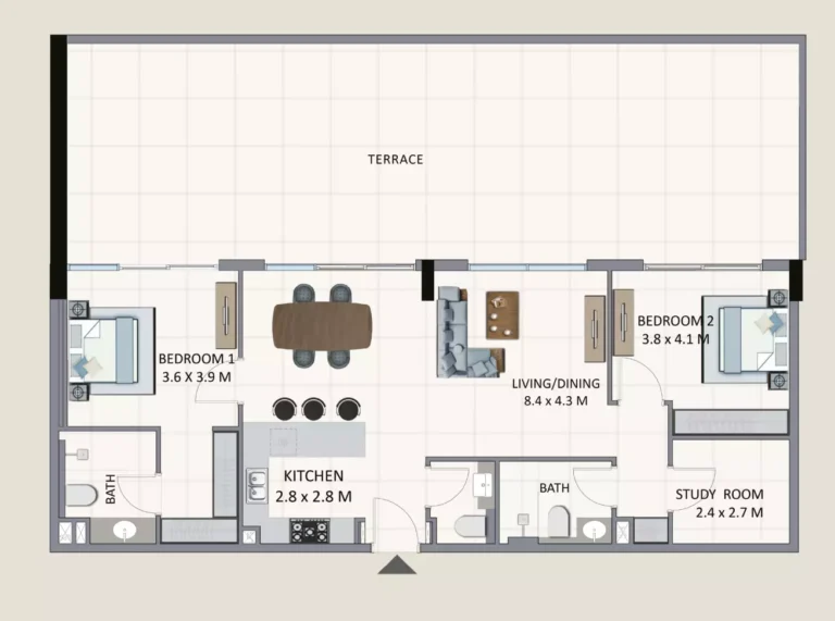 Riviera Chalet floor plan 2 BR · 2123 sqft
