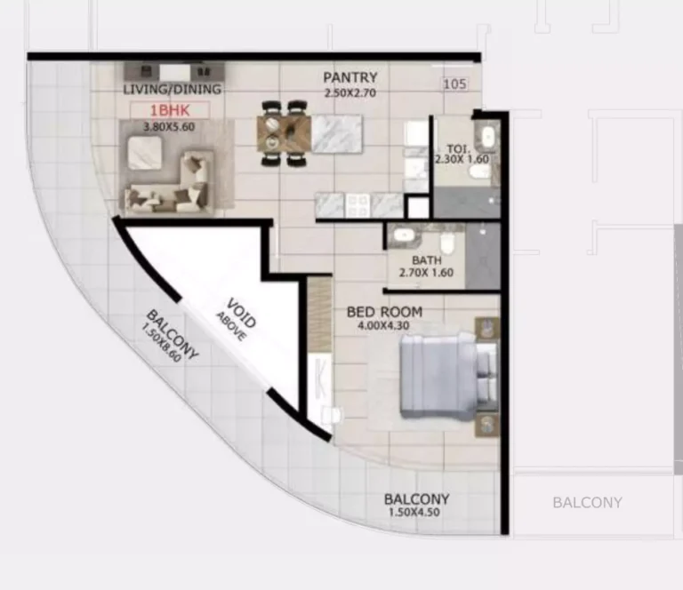 Mayfair Gardens floor plan 1-спальн. · 973 sqft