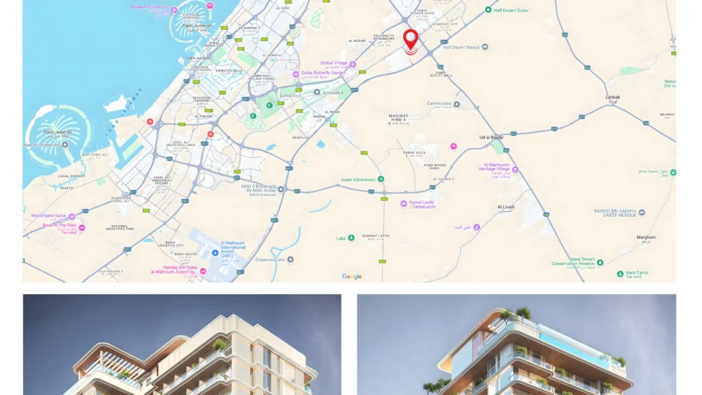 Celesto Tower by Tarrad Development in DubaiLand Residence Complex