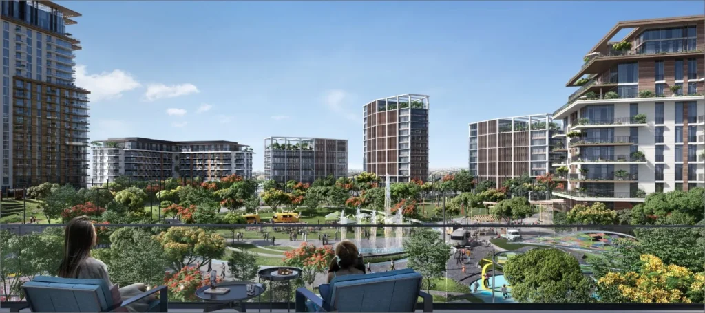 Central Park at City Walk by Meraas in City Walk, Dubai — Elevated view of landscaped residential community and central park