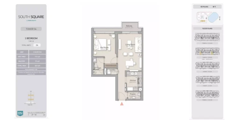 South Square floor plan 1-спальн. · 810 sqft