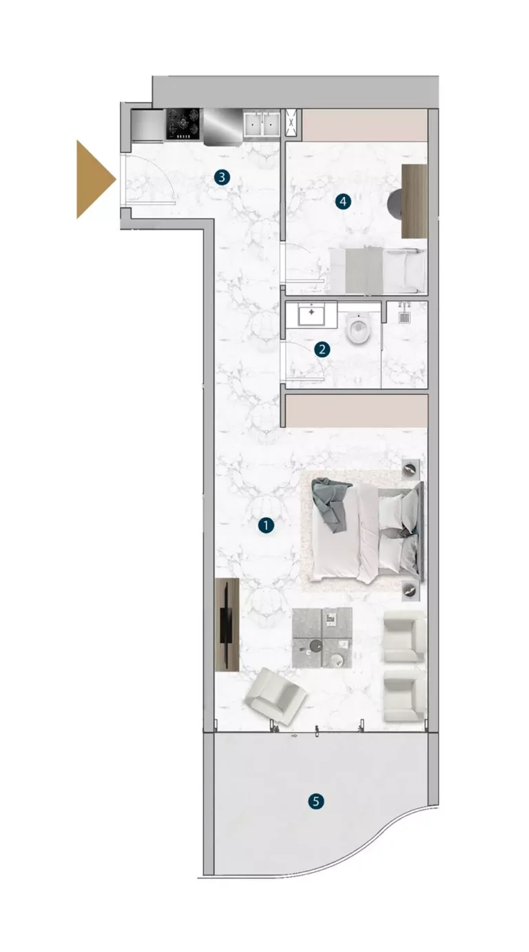 Franck Muller Vanguard by London Gate floor plan Студия · 712 sqft